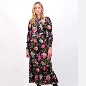 Velvet wrap dress same style different pattern as stock photo